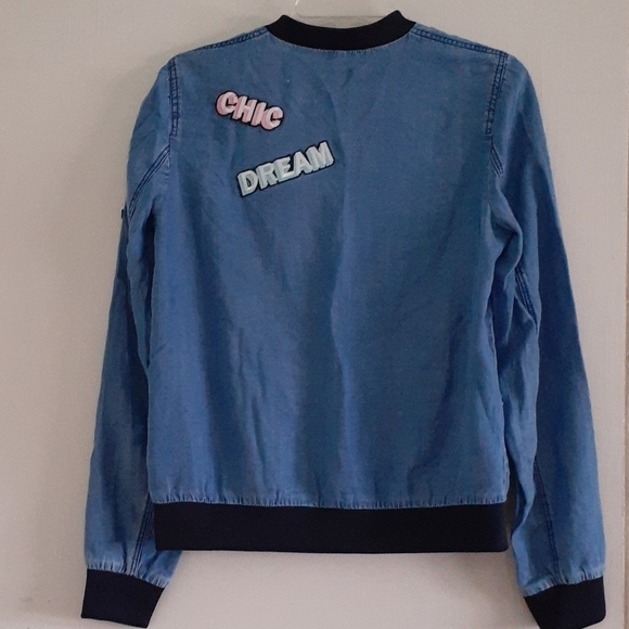 Zara Basic Chambray Denim Zip-Up Bomber Jacket Size S - Picture 8 of 10